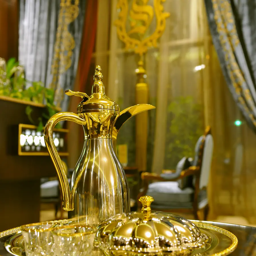 Arabic coffee dallah in the hotel lounge